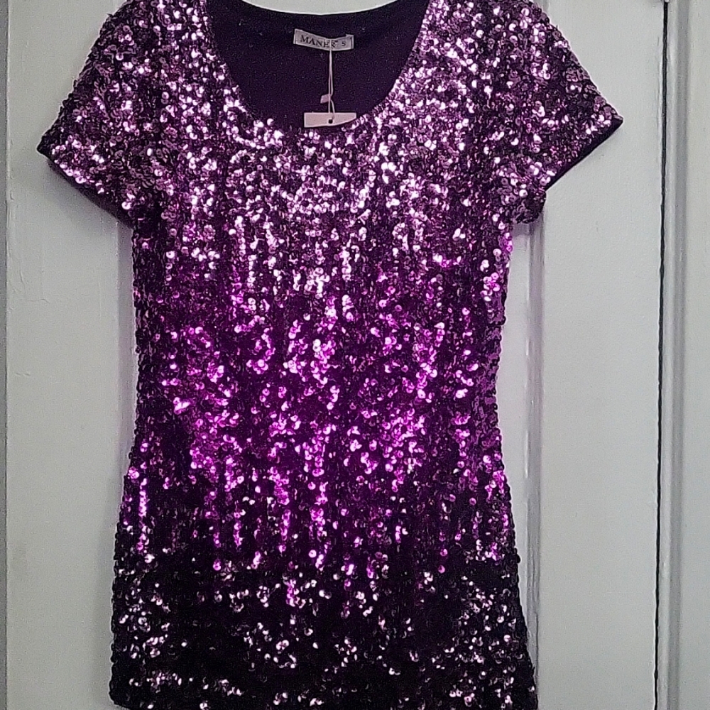 Purple Sequin Sparkle Top